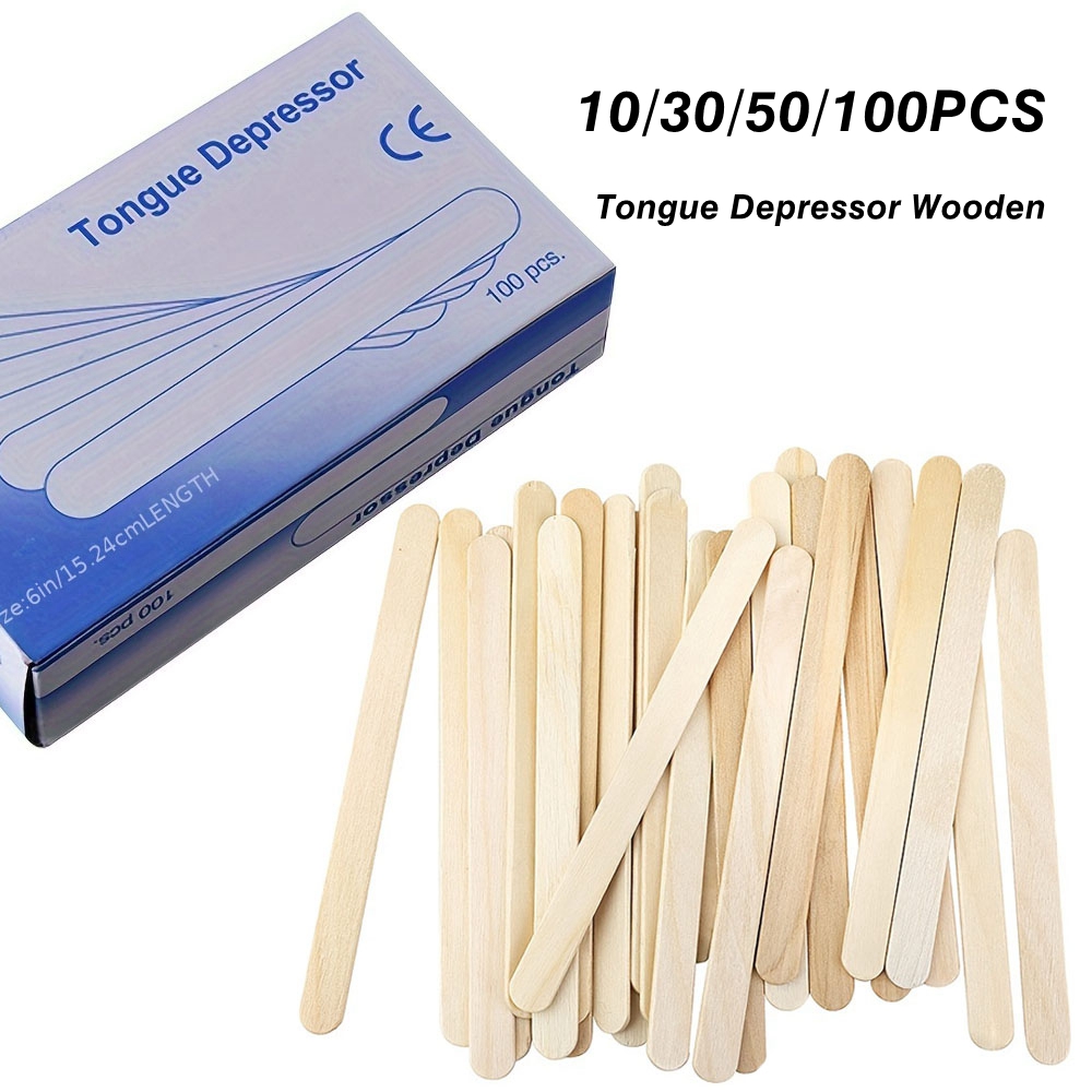 Wood Filler Stick - 10/30/50/100PCS Disposable Tongue Depressor Wooden Tattoo