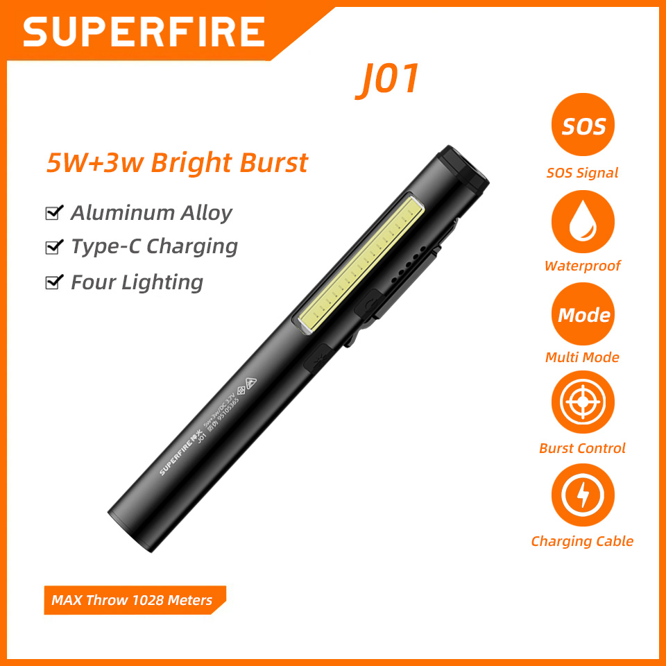 Stud Finder Magnetic - SUPERFIRE Rechargeable EDC Flashlight 4 In